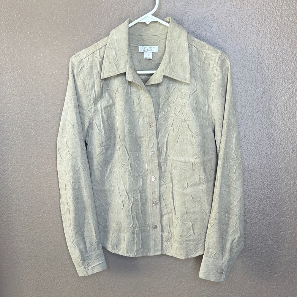 Christopher & Banks Light Tan Button Down Shirt